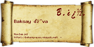 Baksay Éva névjegykártya